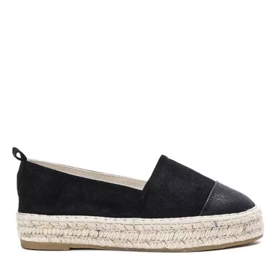 OUTLET Schwarze Espadrilles mit dekorativer Spitze Steve - Footwear