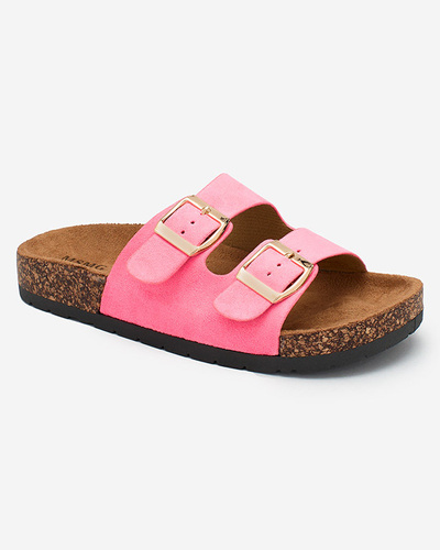 Royalfashion Neon pinke Damen Flip-Flops mit Schnallen Foumy