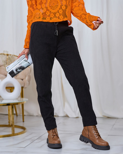 Royalfashion Schwarze Cord-Damenstoffhose