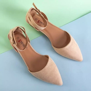 OUTLET Beige Damenballerinas mit flachen Absätzen Dilerma - Schuhe