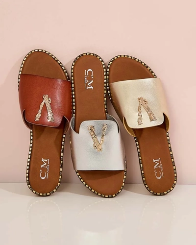 Royalfashion Damen Öko-Leder-Flip-Flops Cemenna