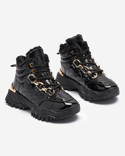 Schwarze sportliche Damen-Winterstiefel a'la trappers Mertika - Footwear