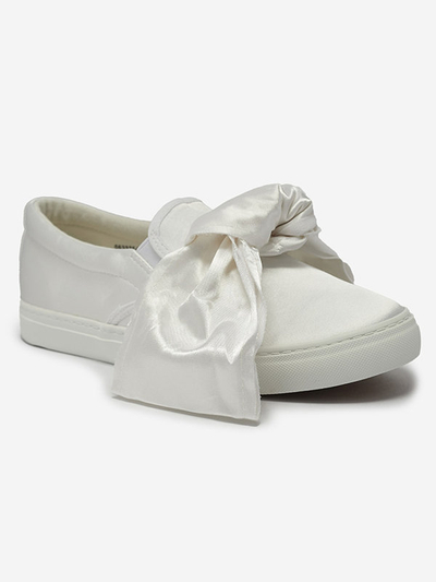 Weiße Damen-Slipper mit Schleife Erous- Footwear