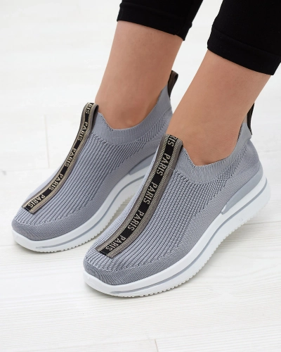 Damen Slipper mit Schriftzug in grau Cerppa- Footwear