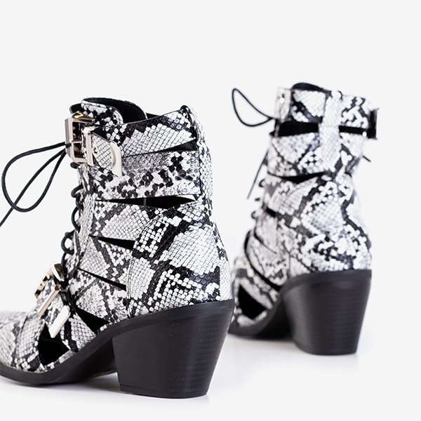 Weiße und schwarze Cowboystiefel für Frauen mit Ciarran-Schnallen - Schuhe