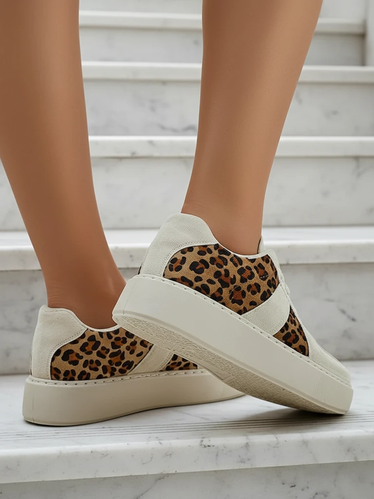 Royalfashion Damen sportliche Sneakers mit Leopardenmuster Big Cat