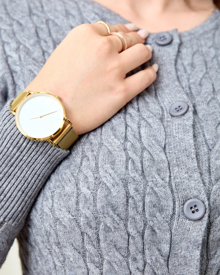 Royalfashion Grey Damen Strickjacke mit Karomuster