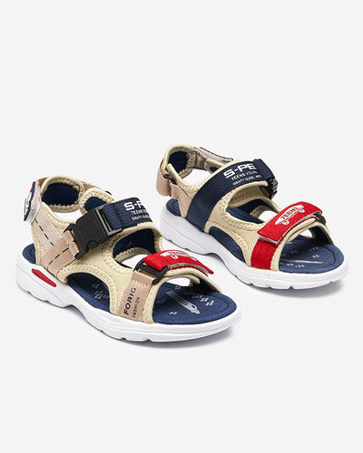 Jungensandalen in Beige und Marineblau mit Klettverschluss Elbrusia - Schuhe