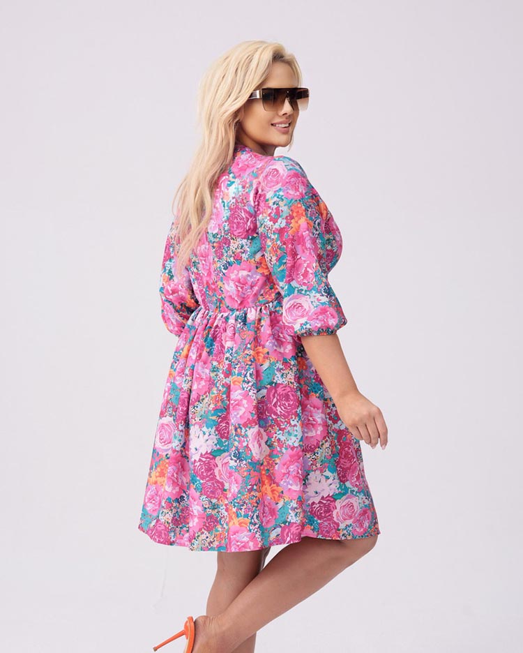 Royalfashion Knielanges Damenkleid mit Print PLUS SIZE