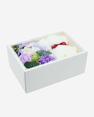 Royalfashion Flowerbox Blumen in einer Box mit einem Teddybär