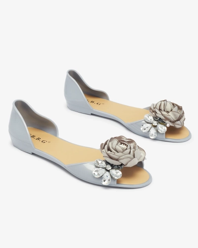 Graue Gummiballerinas mit Blume Koddie- Footwear