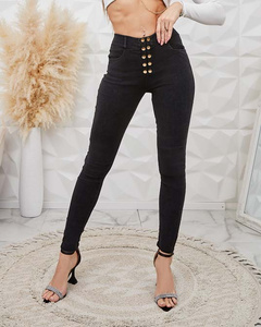 Royalfashion Damen Teggings-Hose mit Zierknöpfen