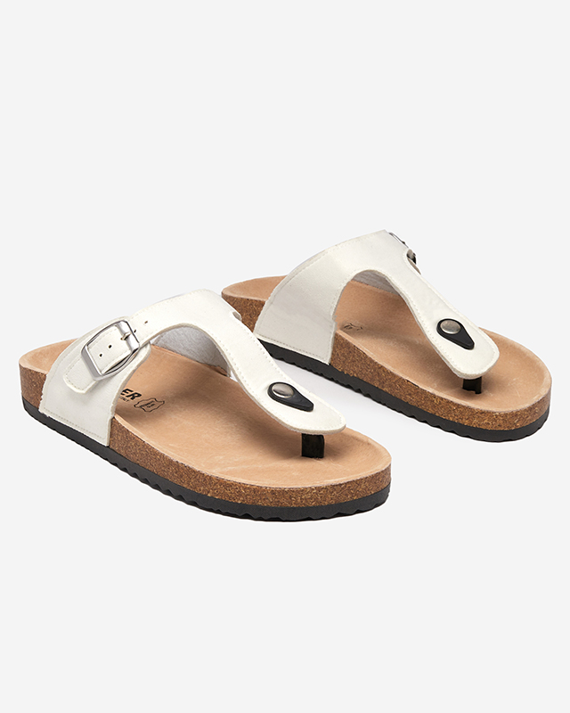 Weiße Öko-Wildledersandalen für Damen Sodifo- Footwear