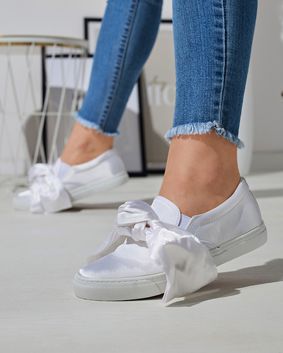 Weiße Damen-Slipper mit Schleife Erous- Footwear