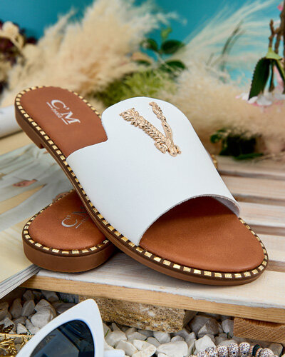 Royalfashion Damen Öko-Leder-Flip-Flops Cemenna