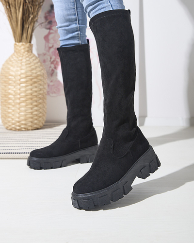 Schwarze kniehohe Damenstiefel zum Hineinschlüpfen Nedara - Footwear