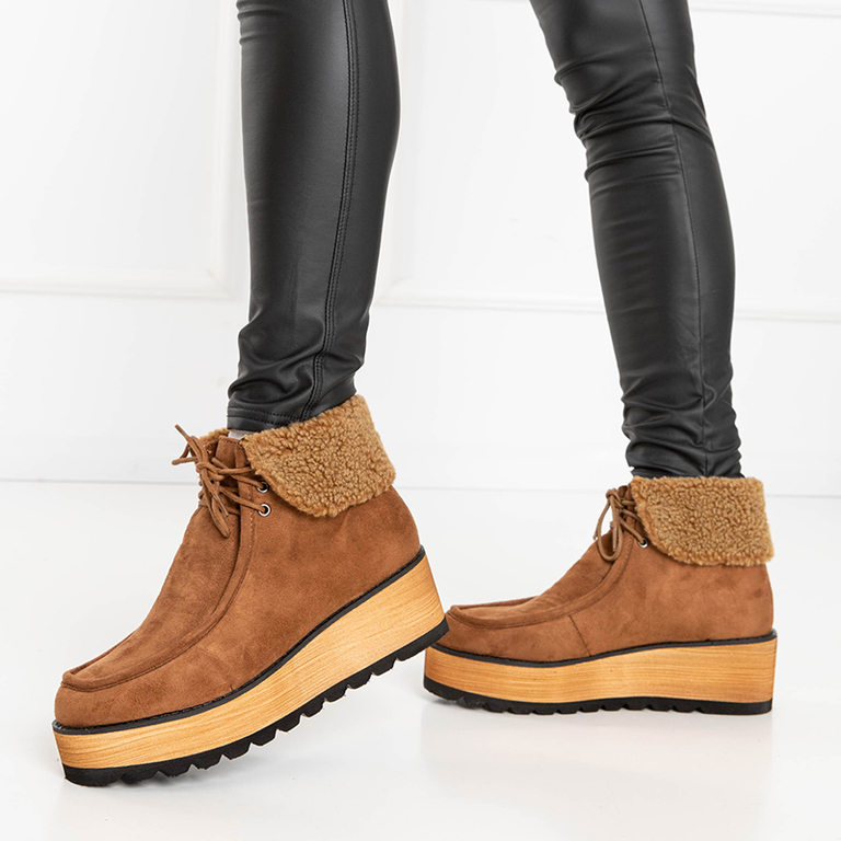 Wedesi camel Damen Plateau Stiefeletten - Schuhe