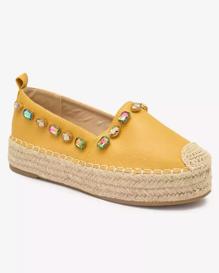 OUTLET Gelbe Damen-Espadrilles mit Kristallen Ziennie - Schuhe