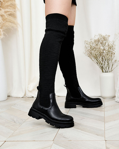 Royalfashion Schwarz gemusterte Stiefel für Frauen Ledisa