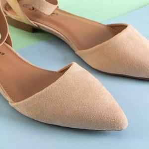 OUTLET Beige Damenballerinas mit flachen Absätzen Dilerma - Schuhe