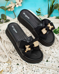 Royalfashion Damen gesteppte Flip-Flops mit Zierschleife Nelmi