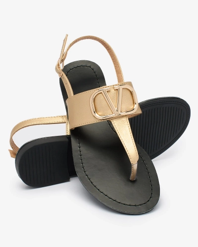 Royalfashion Damen goldene Jalones Flip-Flop-Sandalen