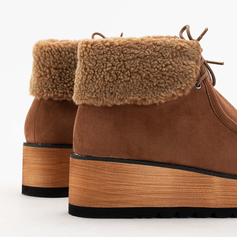 Wedesi camel Damen Plateau Stiefeletten - Schuhe