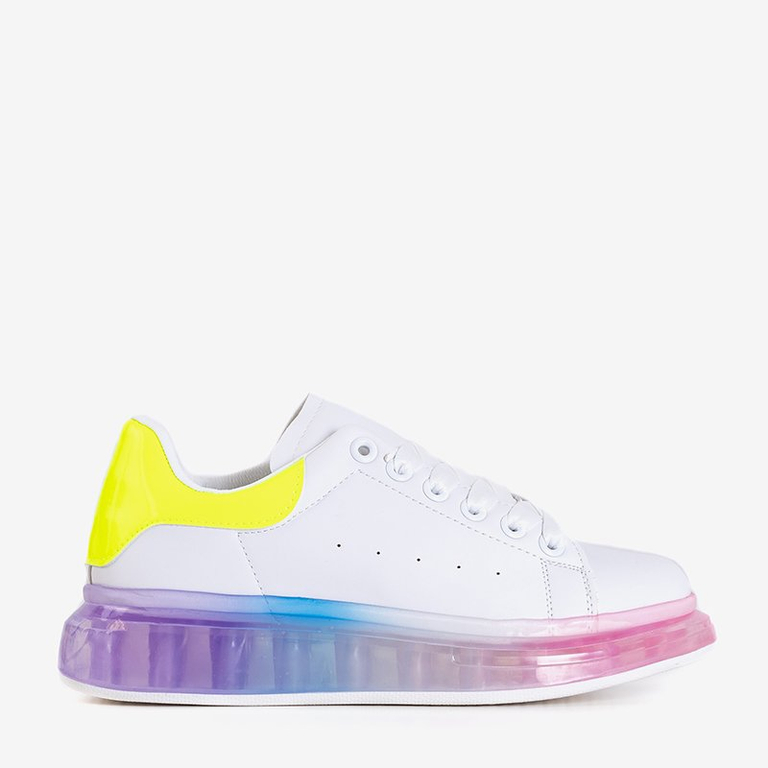 Weiße Sportschuhe für Damen mit bunter Palmer-Sohle - Schuhe