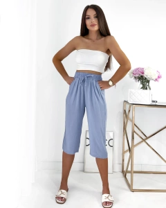 Royalfashion Blaue 3/4 lange Stoffshorts für Damen