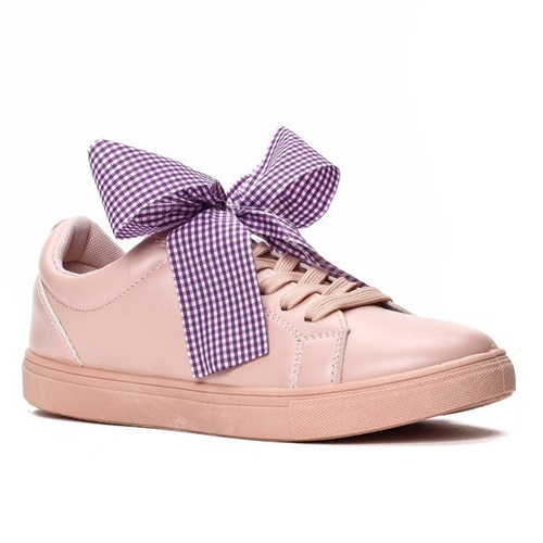 Różowe, sportowe buty z kokardą Alice - Obuwie