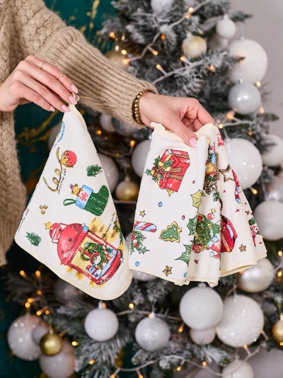 Royalfashion Holiday Set aus 4 Küchentüchern Frohe Weihnachten