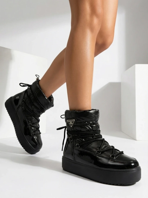 Royalfashion Жіночі черевики-сліпони a'la снігоступи чорні Vevnose