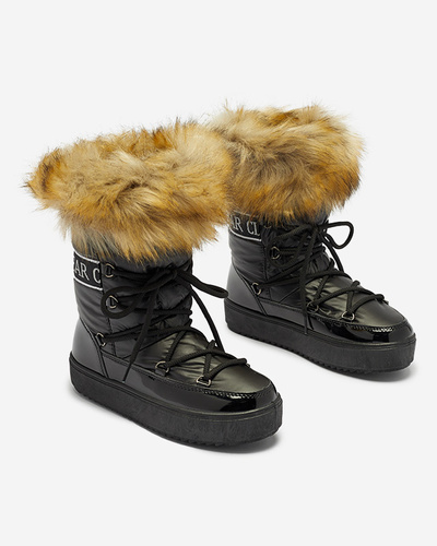 Lackierte Damen-Schneestiefel in schwarzer Farbe Fursav- Footwear