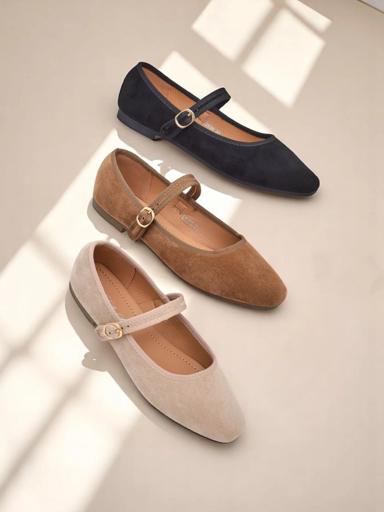 Royalfashion Damenschuhe aus ökologischem Wildleder mit Riemen Ernie