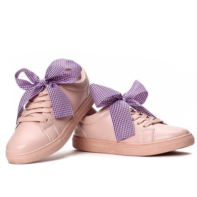 Różowe, sportowe buty z kokardą Alice - Obuwie