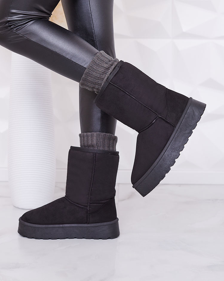 Черевики жіночі утеплені з екозамші чорного кольору Xetik - Взуття