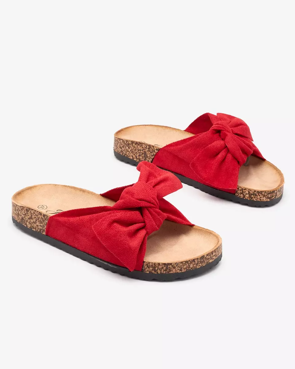 Червоні жіночі шльопанці з бантом Rofdoo- Footwear