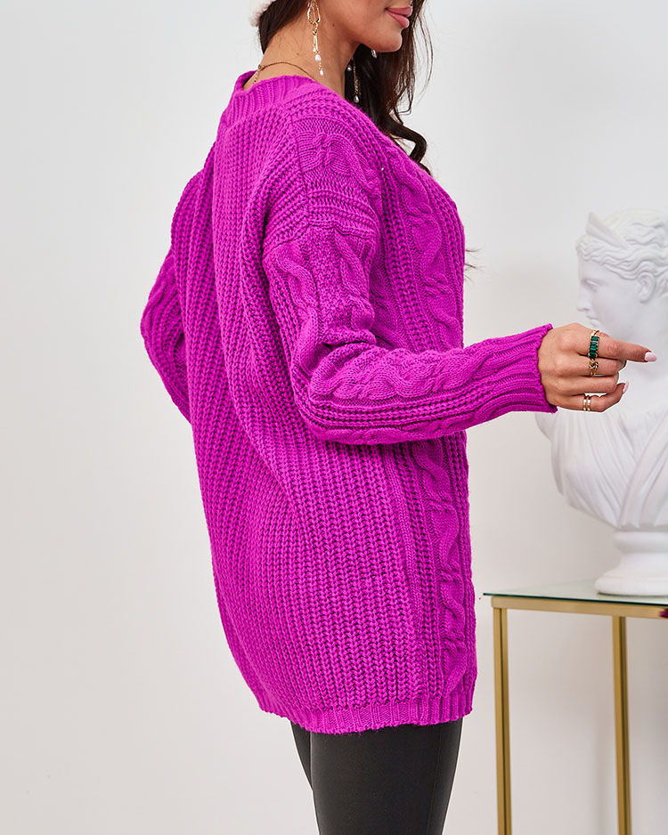 Royalfashion Довгий светр на ґудзиках кольору фуксії